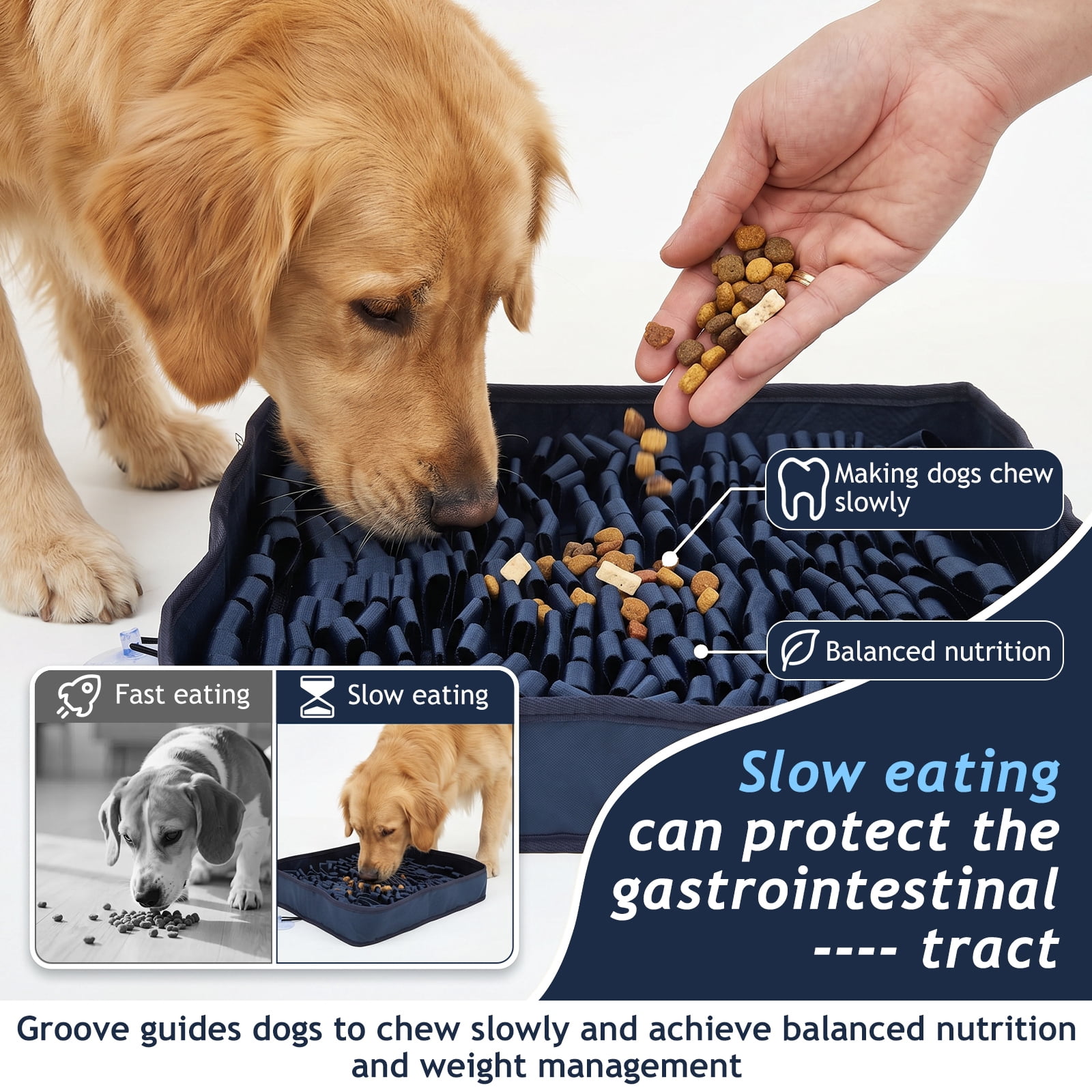 Snuffle Mat for Dogs, 16.93 x 14.96 x 3.15in Dog Sniffing Interactive Feeding Game Boredom, Puzzle Toys Encourages Natural Foraging Skills and Stress Relief Small/Medium/Large Dogs