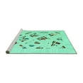 thumbnail image 2 of Ahgly Company Machine Washable Indoor Square Solid Turquoise Blue Modern Area Rugs, 5' Square, 2 of 4