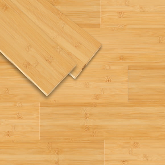 Solid Bamboo Flooring, 14-Pack 20 Sq.Ft Easy DIY Wood Flooring Planks Interlocking for Living Room, Dining Room & Bedrooms (Light Honey, 40.15 in. L x 5.11 in. W x 3/5 in)