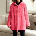 thumbnail image 4 of Winter Coats for Women Plus Size Plus Size Womens Coats Plus Size Coat Fuzzy Fleece Jacket for Women Lightweight Cozy Button Hooded Shirts Womens Winter Coats Causal Plus Size Bed Jackets, Pink-S, 4 of 7