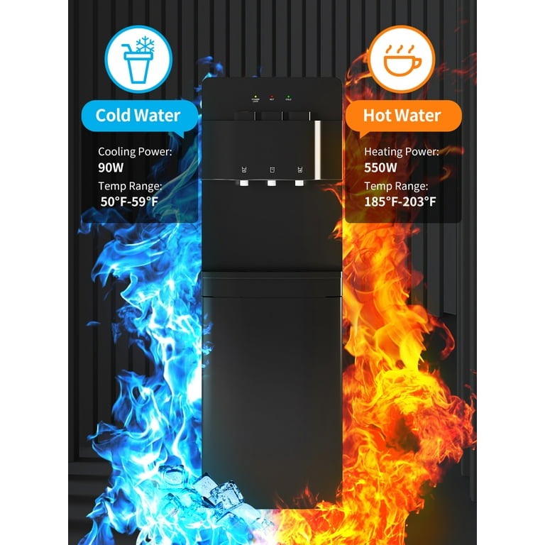 N/AW Water Dispenser Black, Bottom Loading Hot Cold Room