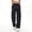 Black women wide leg cargo pants a1, variant on Women Loose Wide Leg Pants with Pockets Casual Elastic Waist Long Cargo Trousers Travel Lounge Beachwear for Summer, Dark Gray M