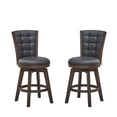 thumbnail image 2 of Poundex 24" Swivel Counter Stool in Charcoal Black Faux Leather (Set of 2), 2 of 2
