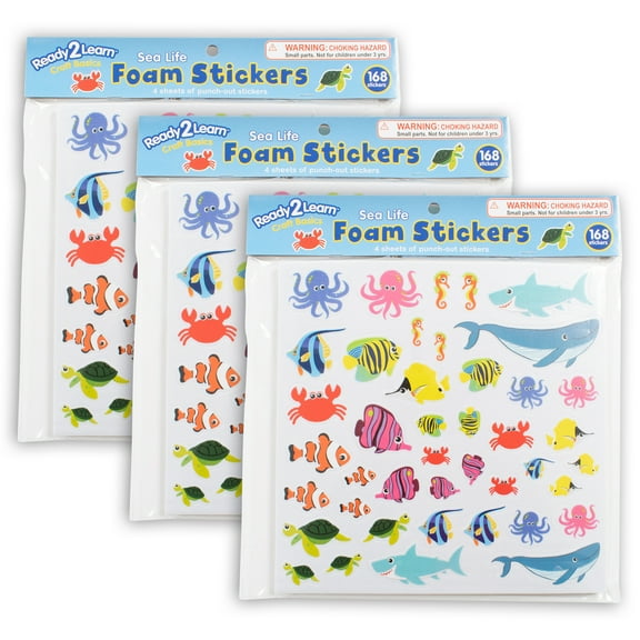 READY 2 LEARN Foam Stickers, Sea Life, 168 Per Pack, 3 Packs