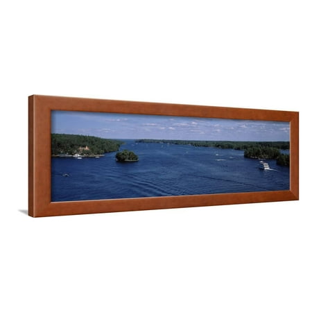 Cruise Boat in a River, St. Lawrence River, Thousand Islands, Ontario, Canada Framed Print Wall Art By Panoramic