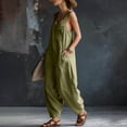 thumbnail image 7 of biudgviw Women's Casual Loose Overalls Jumpsuits Pleated Sleeveless Tanks Baggy Long Pants Rompers with Multi Pockets for Beach Travel, 7 of 7