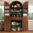 thumbnail image 3 of Virans 71" Tall Arched Kitchen Pantry Storage Cabinet,6-Tier Large Storage Cabinet with 2 Doors,Adjustable Shelves & Drawer for Living Room,Dining Room,Kitchen,Walnut, 3 of 11