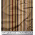 thumbnail image 1 of Soimoi Brown Heavy Satin Fabric Vertical Stripe Decor Fabric Printed Yard 54 Inch Wide, 1 of 3