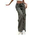 thumbnail image 2 of Blotona High Waist Boyfriend Denim Pants for Women Gray E-Girl Straight Wide Leg Baggy Fashion Cargo Mom Jeans Trousers Streetwear, 2 of 10