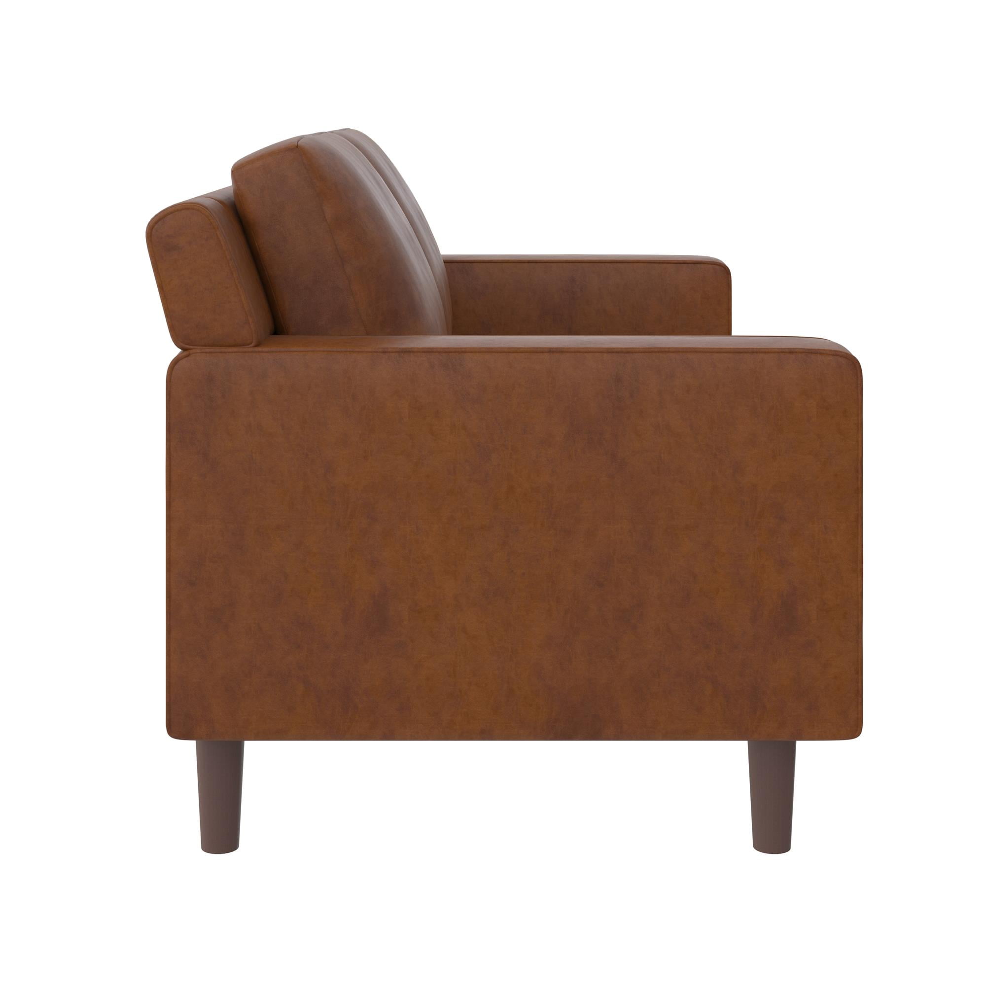 DHP Bryanna Loveseat 2 Seater Sofa , Camel Faux Leather