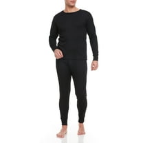 iBerryNY Men Thermal Winter Underwear Long John 100% Cotton Fleece, Black, 2X-Large