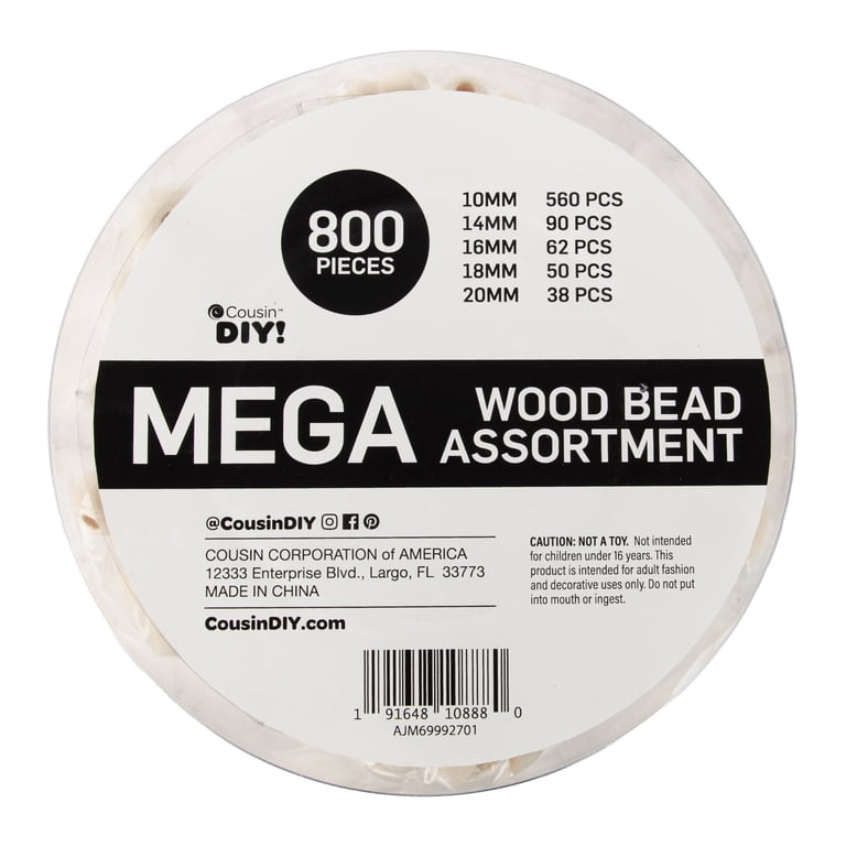 CousinDIY Natural Wood Bead Bulk Assortment 800-Piece photo 3