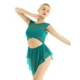 thumbnail image 2 of DPOIS Women's Lyrical Ballet Latin Dance Leotard Dress Mesh Sheer Skirted Jumpsuit Teal Medium, 2 of 7