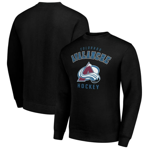 Men's Starter  Black Colorado Avalanche Team Logo Fleece Pullover Sweatshirt