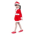 thumbnail image 4 of YunPes Girls Christmas Dresses Long Sleeve Party Performance 3 Pieces Santa Dress with Hat Xmas Outfits Velvet Dress up, 4 of 5