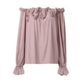 thumbnail image 4 of SNKSDGM Women's Plus Casual Easter Shirts for Women Women's Tops Dressy Casual Summer Women Fashion Solid Casual Loose off The Shoulder Temperament Long Sleeve Top Tops for Women Trendy Sexy Winter, 4 of 4