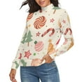 thumbnail image 2 of Christmas Candy Pattern Women's Turtleneck Sweater Long Sleeve Ribbed Fitted Turtle Neck Casual Fall Winter Collection Top XL, 2 of 4