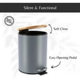 thumbnail image 6 of Gray Trash Can with Bamboo Lid and Pedal, 2.5L Capacity, 6 of 7