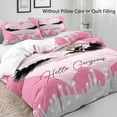 thumbnail image 3 of LUVIVIHOME 3PCS Hello Gorgeous Duvet Cover Queen Bedding Set, Teen Girls Bedding, Light Pink Heart Fashion Girly Glam Silver Glitter Eyelash Comforter Cover, Pink Room Decor Aesthetic, 2 Pillow Shams, 3 of 7