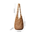 thumbnail image 2 of HUISZJ Woven Hand Bag, Creative Hollow Tote Bag, Handmade Beaded Shoulder Bag for Travel Commute Work (Brown), 2 of 10