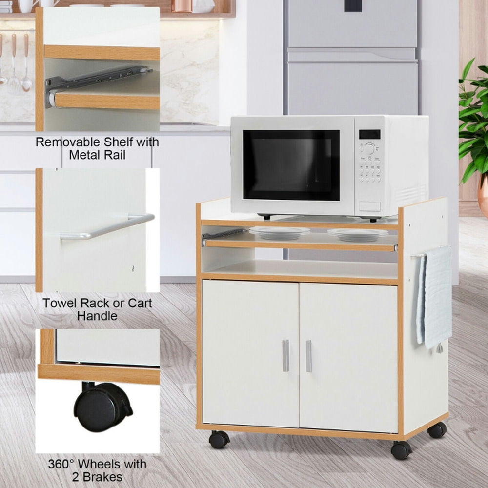 Finihen Rolling Storage Cabinet Cart, Kitchen Island Cart, Kitchen Island on Wheels with Removable Shelf and Towel Rack, for Kitchen, Dining Room, White Finihen Rolling Storage Cabinet Cart, Kitchen Island Cart, Kitchen Island on Wheels with Removable Shelf and Towel Rack, for Kitchen, Dining Room, White