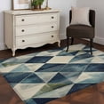 thumbnail image 3 of Navy Blue Geometric Runner Rug 2.7x5 FT, Non Slip Entryway Carpet, Abstract Modern Green Artwork Washable Soft Floor Carpet Entrance Mat Non-Shedding Throw Rug for Hallway Laundry Room Bedside, 3 of 9
