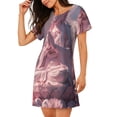 thumbnail image 2 of Balery Pink Lotus Buddha Camisón de manga corta con cuello redondo para mujer, cómodo y elegante., 2 of 6