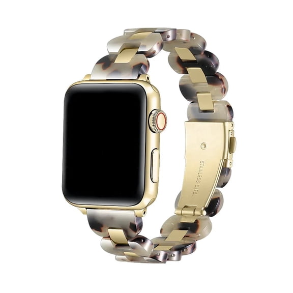 Posh Tech Aria Resin Stainless Steel Replacement Apple Watch Band (Fits All Models) in Light Natural Tortoise
