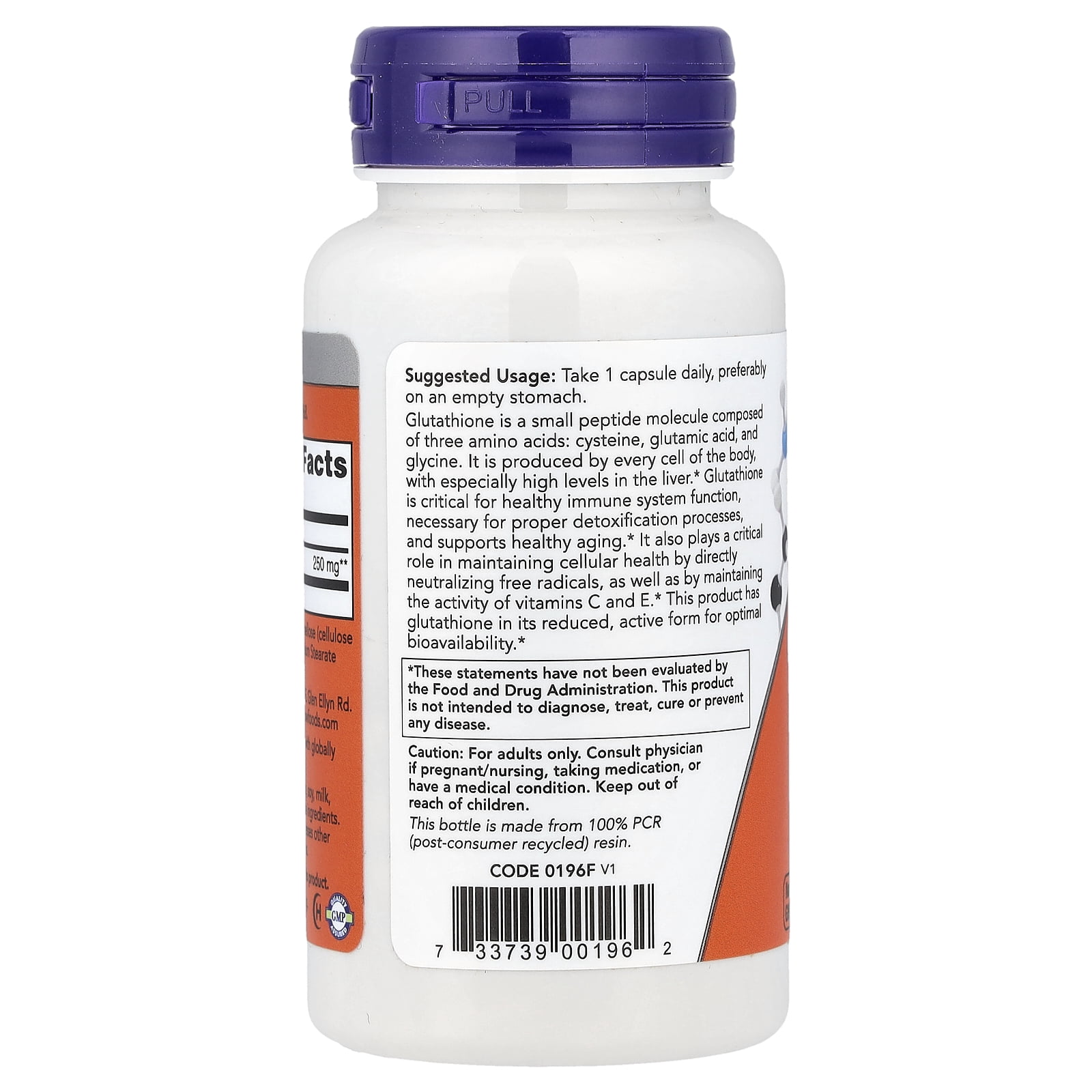NOW Foods Glutathione, 250 mg, 120 Veg Capsules