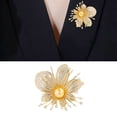 thumbnail image 2 of Misright Stylish Floral Crystal Pearls Brooch Dainty Alloy Pin For Dress Scarf Gift, 2 of 8