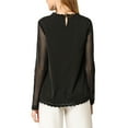thumbnail image 4 of MODA NOVA Junior's Lace Floral Panel Long Sleeves Blouse Black 3XL, 4 of 6