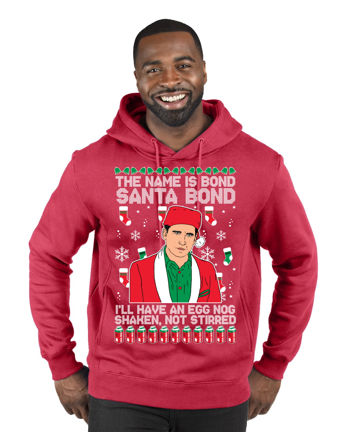 Michael Scott The Name is Bond Santa Bond Ugly Christmas Sweater Premium Graphic Hoodie Sweatshirt, - Walmart.com