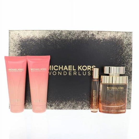 Juego de regalo Wonderlust de Michael Kors para mujeres 4 piezas spray EDP 3,4 oz loción corporal 3,4 oz gel de ducha 3,4 oz spray EDP 0,33 oz