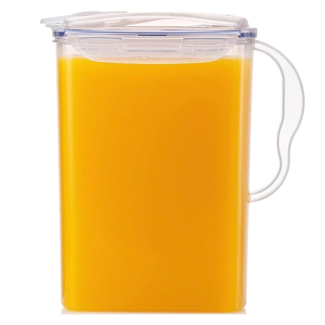 LocknLock - Jarra de agua para puerta de nevera, con asa, sin BPA, con tapa superior abatible, perfecta para hacer tés y jugos, 3 cuartos de galón, transparente