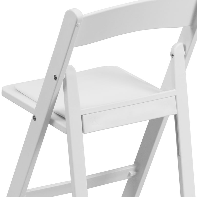 White Resin Padded Folding Chair Rental, White Cushion