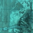 thumbnail image 1 of Ahgly Company Machine Washable Indoor Square Oriental Turquoise Blue Industrial Area Rugs, 7' Square, 1 of 4
