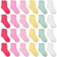 thumbnail image 1 of Gentaby 24 Pares De Calcetines Para Niñas - 4 De Cada Uno: Rosa/Rosa Claro/Rosa/Amarillo/Menta/Blanco Niños Pequeños A Adolescentes De 4 A 7 Años, 1 of 5