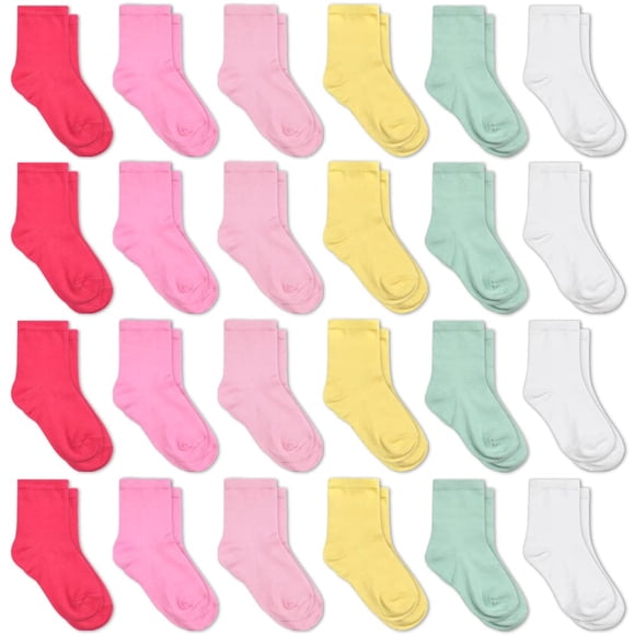 Gentaby 24 Pares De Calcetines Para Niñas - 4 De Cada Uno: Rosa/Rosa Claro/Rosa/Amarillo/Menta/Blanco Niños Pequeños A Adolescentes De 4 A 7 Años
