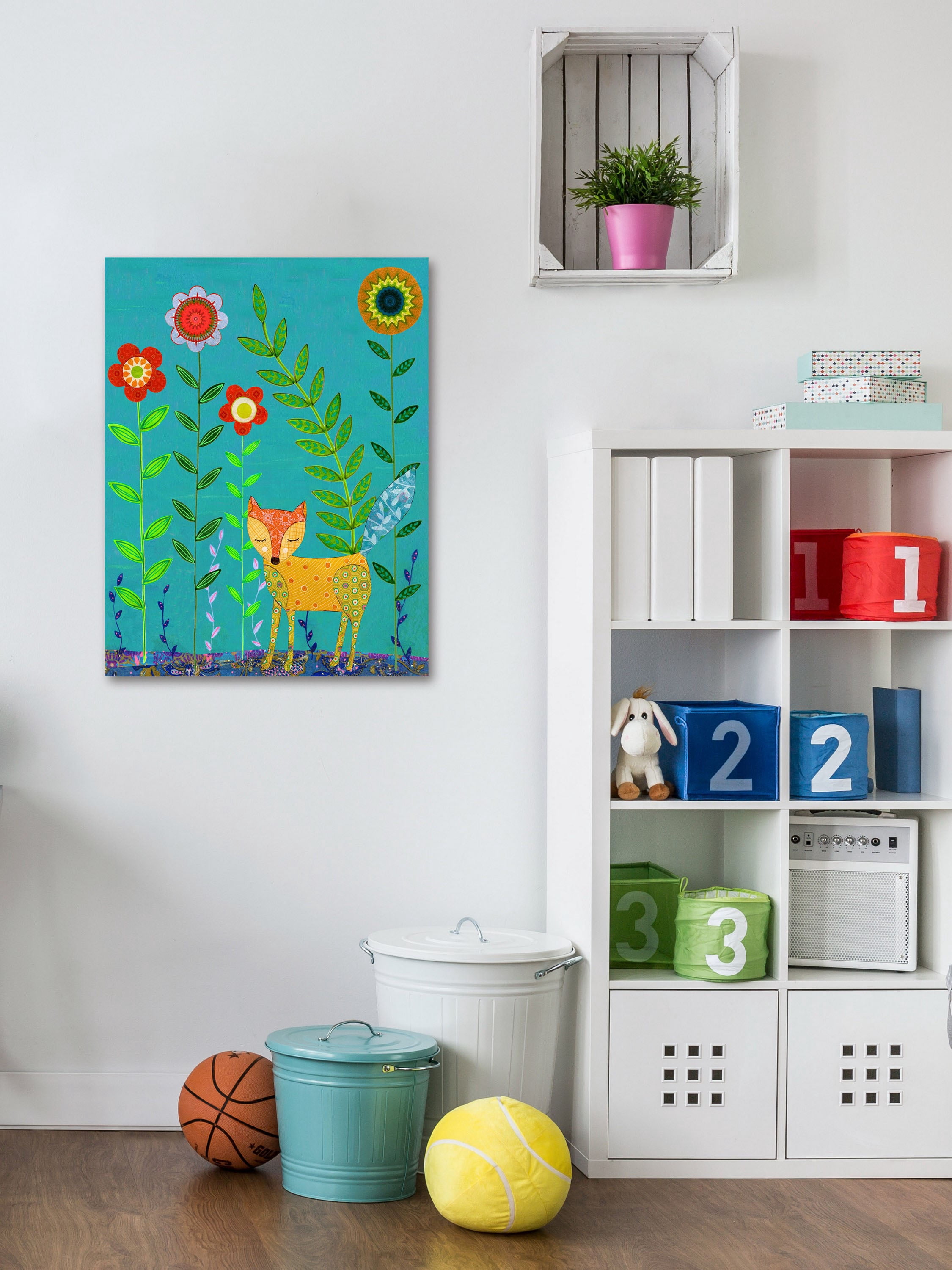 "Yellow Fox" Painting Print on Wrapped Canvas