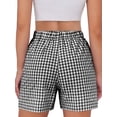 thumbnail image 6 of Fantaslook Plaid Shorts for Women Button Gingham Cotton Shorts Summer Lounge Boxers Beach Shorts with Pocket, 6 of 10