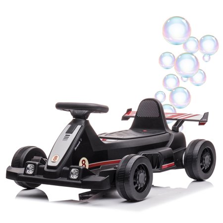 iRerts Electric 4 Wheel Ride on Car, Kids Go Kart with Bubble Function, Toys for 2-5 Ages Boys Girls Birthday Christmas Gifts, Black