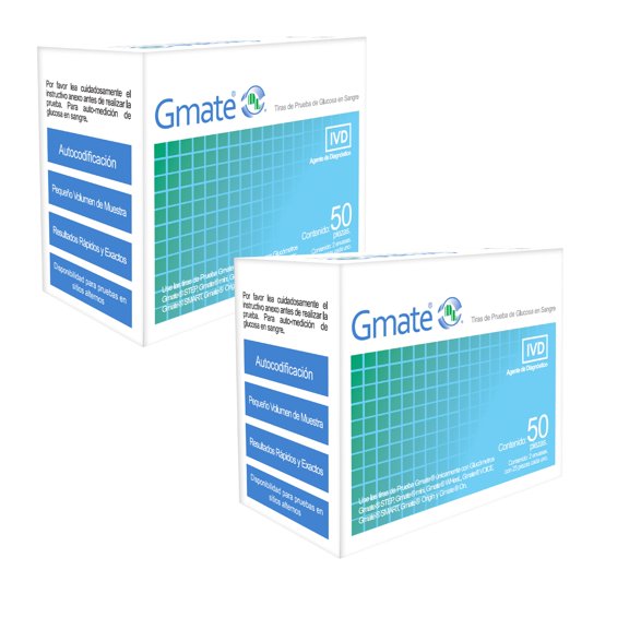 Kit de 2 cajas de  Tiras Reactivas Gmate cada Caja Con 50 Piezas