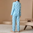 thumbnail image 5 of Women's Polka Dot Pajama Set Long Sleeve Button-Down Shirt & Pants 2-Piece Loungewear Stylish Home Sleepwear, 5 of 7