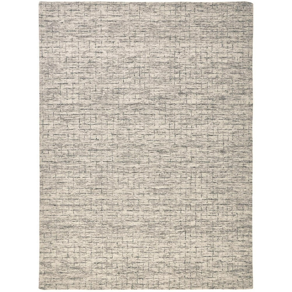 Natal Modern Crosshatch Rug, Ivory Sand/Charcoal Gray, 8ft x 10ft Area