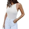 DNAKEN Tank Top Body Suits Women Sexy Crew Neck Racerback Halter Ribbed Sleeveless Bodysuit for