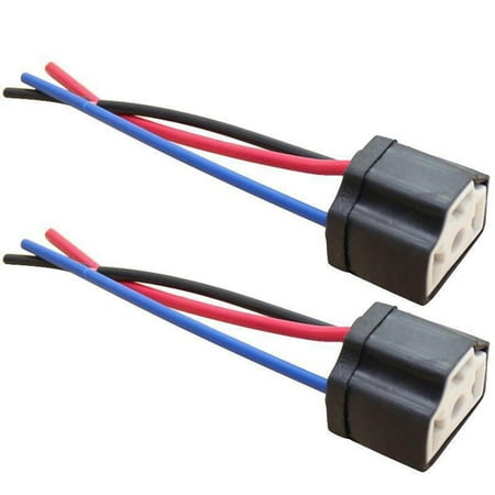 

GWONG 2Pcs H4 9003 Ceramic Wire Wiring Car Head Light Bulb Lamp Harness 3 Holes Socket