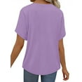 thumbnail image 4 of MOSHU Deep V Neck Womens Tops Curved Hem Shirts for Women Fashion Trendy Blouses Casual Loose Fit Tees Tops, 4 of 9