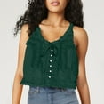 thumbnail image 2 of Timegard Tank Top for Women Lace U Neck Drawstring Sleeveless Ruched Button Summer Fashion Casual Tee, 2 of 5