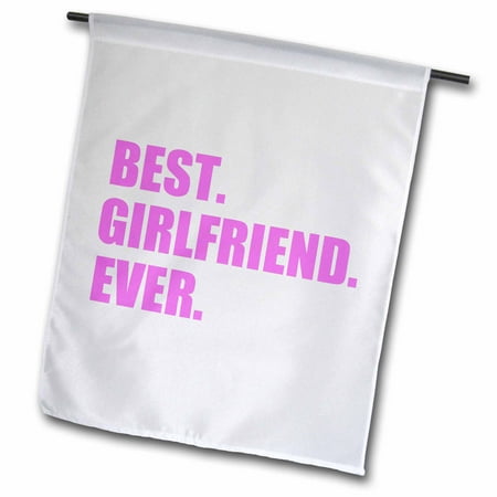 3dRose Pink Best Girlfriend Ever text anniversary valentines day gift for her - Garden Flag, 12 by