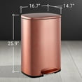thumbnail image 3 of happimess Connor Rectangular 13.2-Gallon Trash Can with Soft-Close Lid and FREE Mini Trash Can, Rose Gold, HPM1006D, 3 of 10